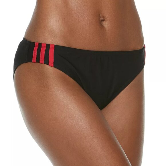 Women's adidas Midrise Hipster Bikini Bottoms Color: Black/Red, Size: XL - Picture 1 of 5